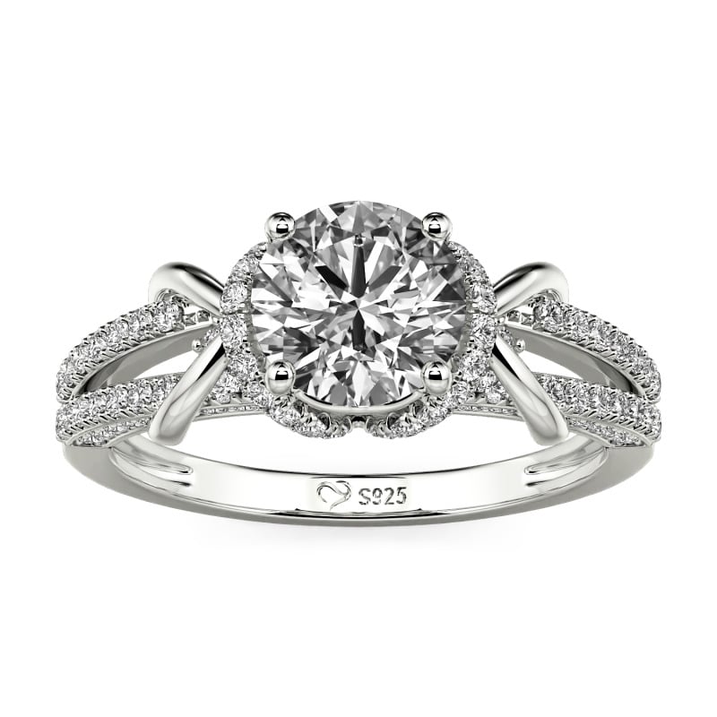 Jeulia Custom Halo Round Engagement Ring Sterling Silver