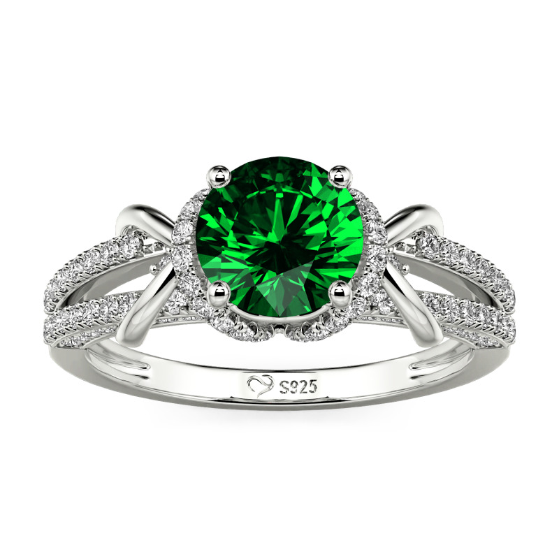 Jeulia Custom Halo Round Engagement Ring Sterling Silver