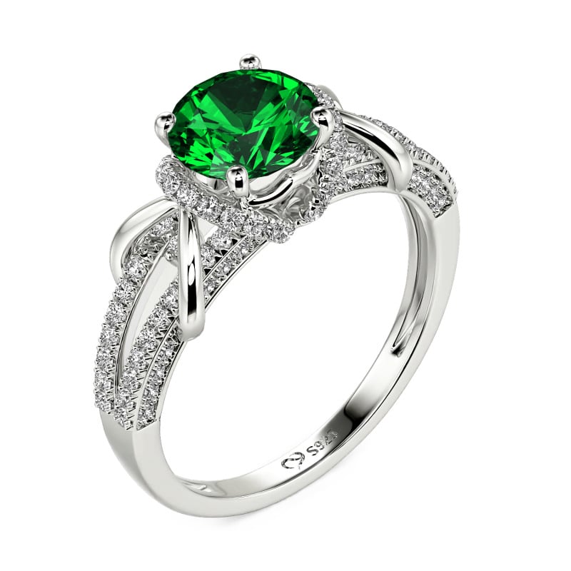 Jeulia Custom Halo Round Engagement Ring Sterling Silver