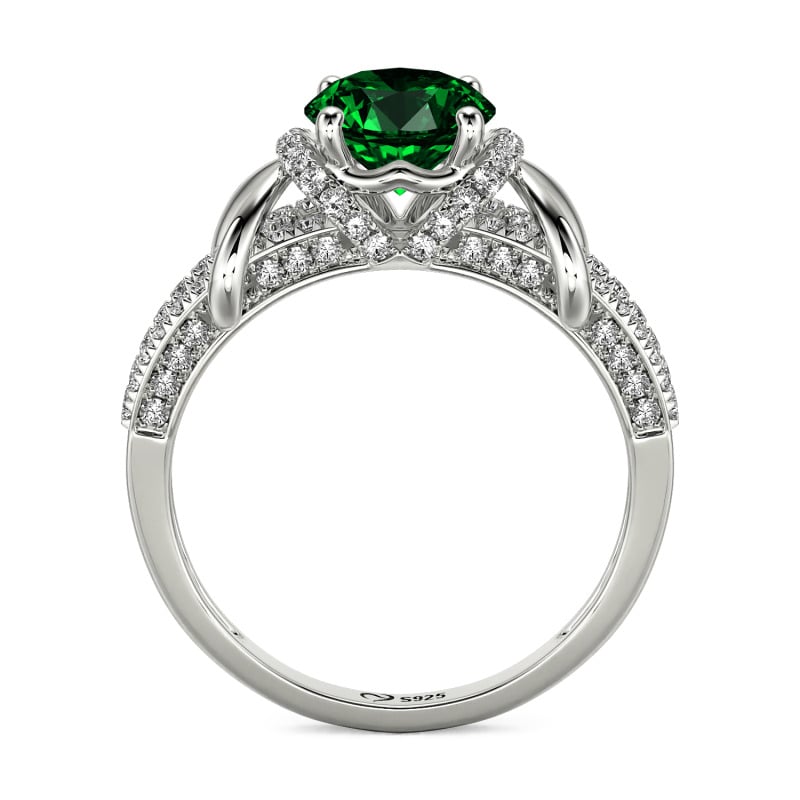 Jeulia Custom Halo Round Engagement Ring Sterling Silver