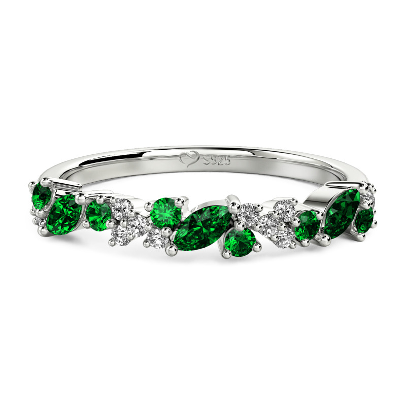 Jeulia Cluster Custom Half Eternity Band for Women