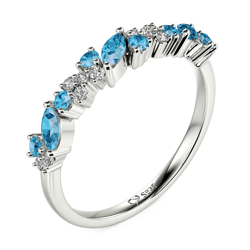 Jeulia Anillo de Media Eternidad con Racimo Personalizado para Mujeres
