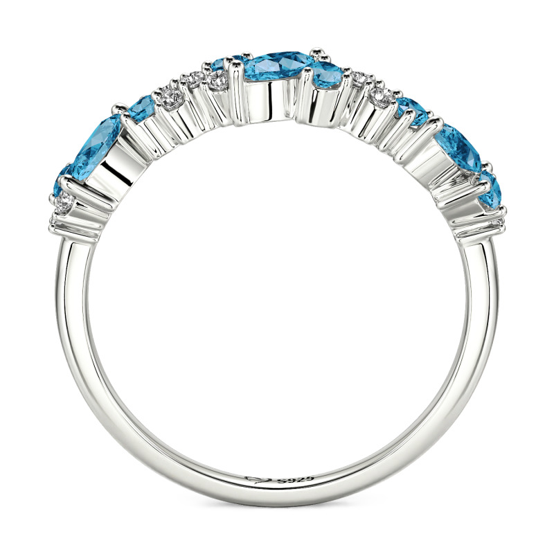 Jeulia Anillo de Media Eternidad con Racimo Personalizado para Mujeres