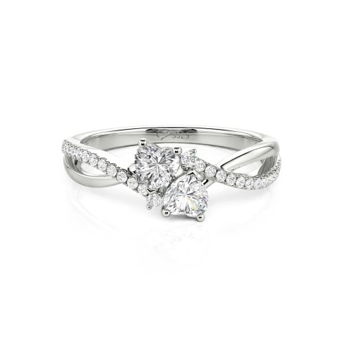 Jeulia Custom Twist Double Heart Ring Sterling Silver