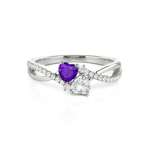 Jeulia Custom Twist Double Heart Ring Sterling Silver