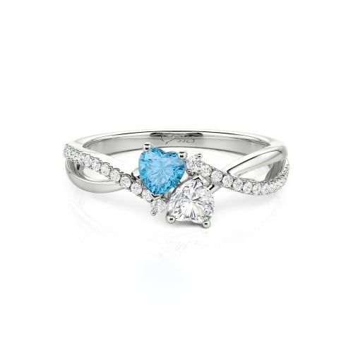 Jeulia Custom Twist Double Heart Ring Sterling Silver