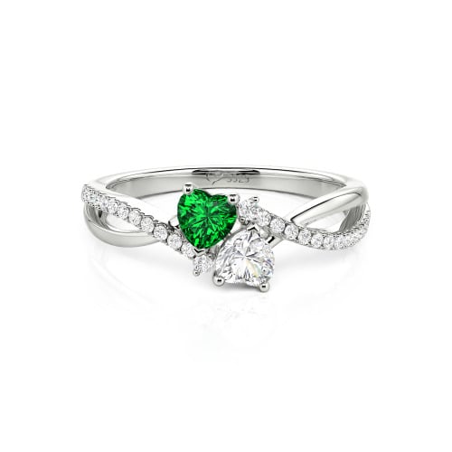 Jeulia Custom Twist Double Heart Ring Sterling Silver