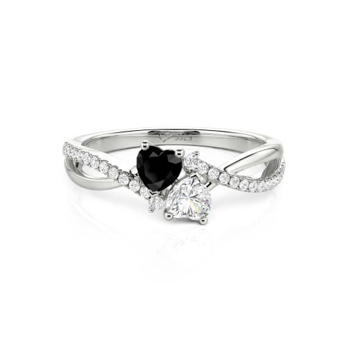 Jeulia Custom Twist Double Heart Ring Sterling Silver