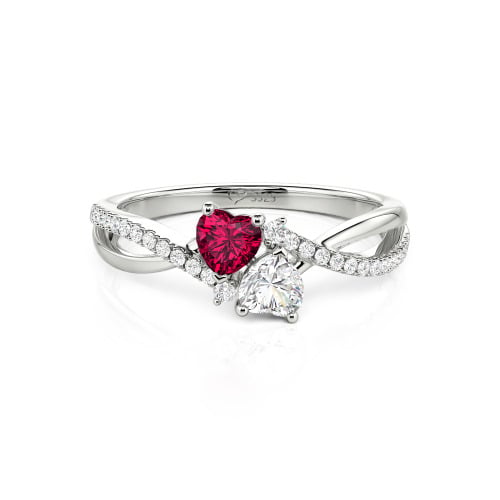 Jeulia Custom Twist Double Heart Ring Sterling Silver