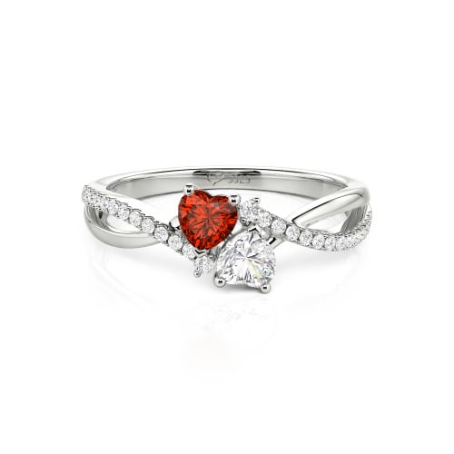 Jeulia Custom Twist Double Heart Ring Sterling Silver