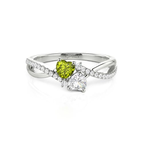 Jeulia Custom Twist Double Heart Ring Sterling Silver