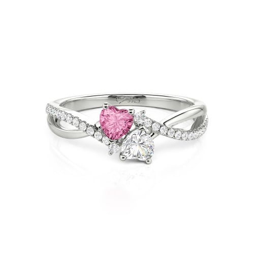 Jeulia Custom Twist Double Heart Ring Sterling Silver