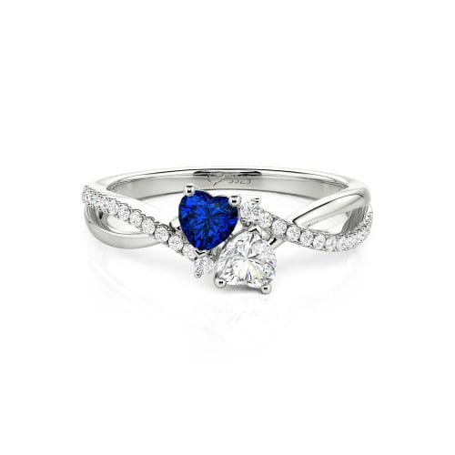 Jeulia Custom Twist Double Heart Ring Sterling Silver