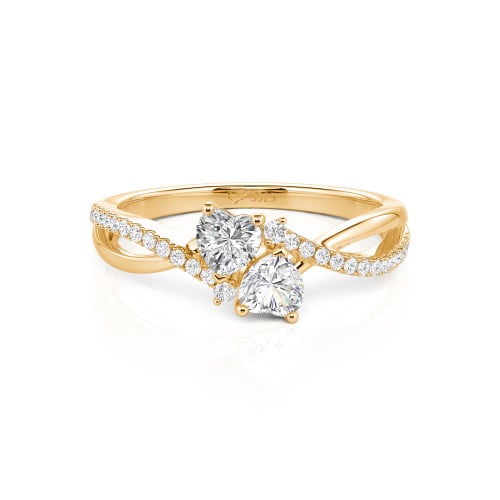 Jeulia Custom Twist Double Heart Ring Sterling Silver