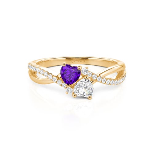 Jeulia Custom Twist Double Heart Ring Sterling Silver