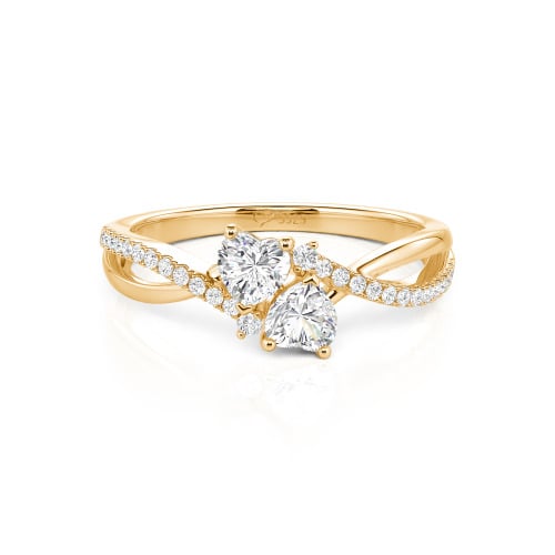 Jeulia Custom Twist Double Heart Ring Sterling Silver