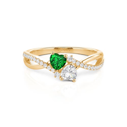 Jeulia Custom Twist Double Heart Ring Sterling Silver