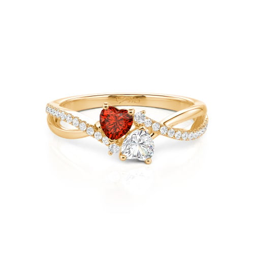 Jeulia Custom Twist Double Heart Ring Sterling Silver