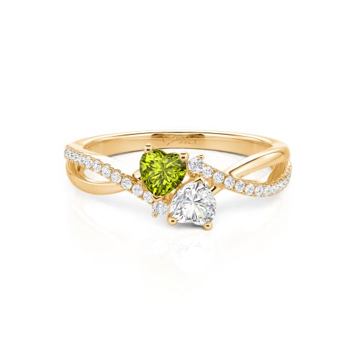 Jeulia Custom Twist Double Heart Ring Sterling Silver