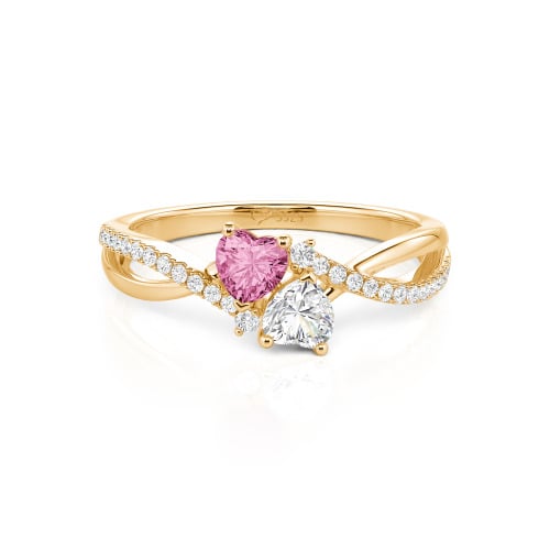 Jeulia Custom Twist Double Heart Ring Sterling Silver