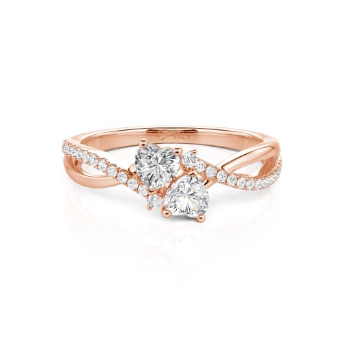 Jeulia Custom Twist Double Heart Ring Sterling Silver