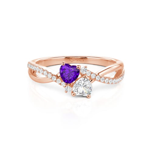 Jeulia Custom Twist Double Heart Ring Sterling Silver