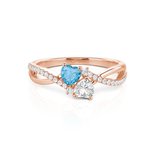 Jeulia Custom Twist Double Heart Ring Sterling Silver