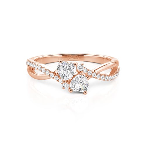 Jeulia Custom Twist Double Heart Ring Sterling Silver