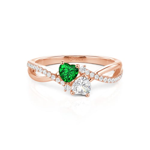 Jeulia Custom Twist Double Heart Ring Sterling Silver