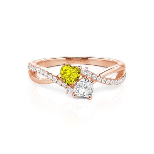Jeulia Custom Twist Double Heart Ring Sterling Silver