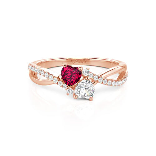 Jeulia Custom Twist Double Heart Ring Sterling Silver