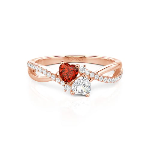 Jeulia Custom Twist Double Heart Ring Sterling Silver