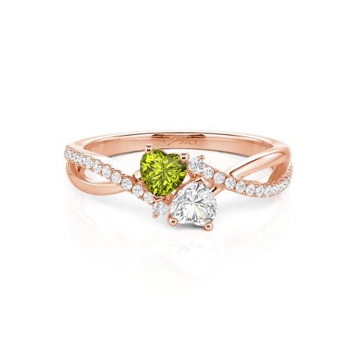 Jeulia Custom Twist Double Heart Ring Sterling Silver