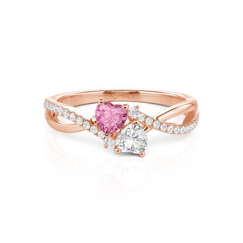 Jeulia Custom Twist Double Heart Ring Sterling Silver