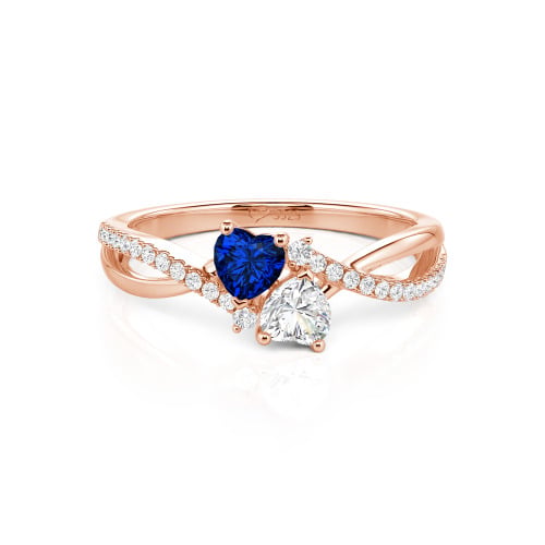 Jeulia Custom Twist Double Heart Ring Sterling Silver