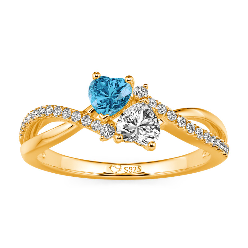 Jeulia Anillo Doble Corazón Trenzado Personalizado en Plata Esterlina