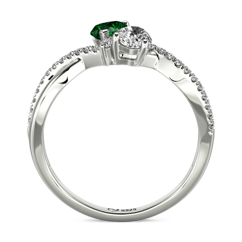 Jeulia Custom Twist Double Heart Ring Sterling Silver