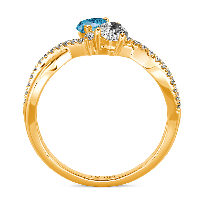 Jeulia Anillo Doble Corazón Trenzado Personalizado en Plata Esterlina