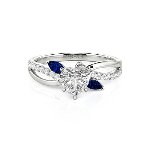 Jeulia Custom Heart Engagement Ring Leaf Design Twist