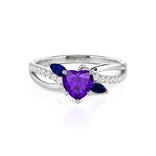 Jeulia Custom Heart Engagement Ring Leaf Design Twist