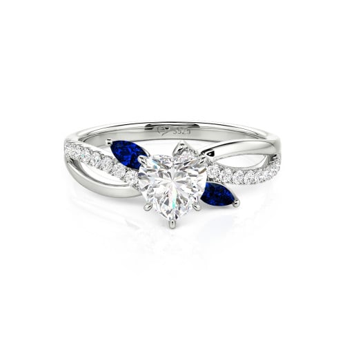 Jeulia Custom Heart Engagement Ring Leaf Design Twist