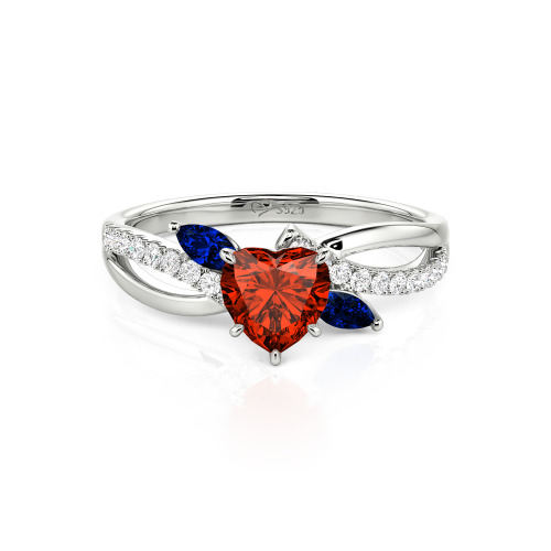 Jeulia Custom Heart Engagement Ring Leaf Design Twist