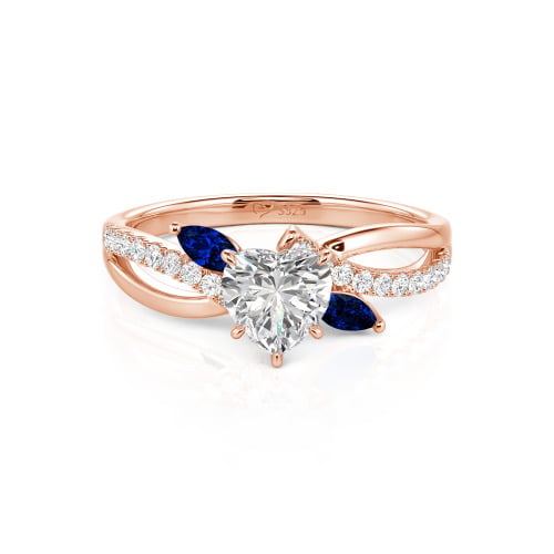 Jeulia Custom Heart Engagement Ring Leaf Design Twist