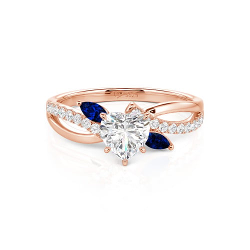Jeulia Custom Heart Engagement Ring Leaf Design Twist