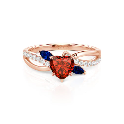 Jeulia Custom Heart Engagement Ring Leaf Design Twist