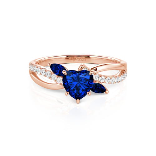 Jeulia Custom Heart Engagement Ring Leaf Design Twist