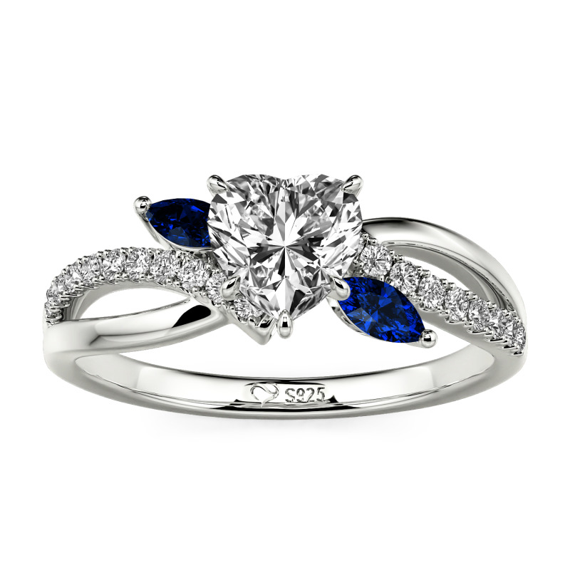 Jeulia Bague de Fiançailles Cœur Personnalisée Design Feuille avec Twist