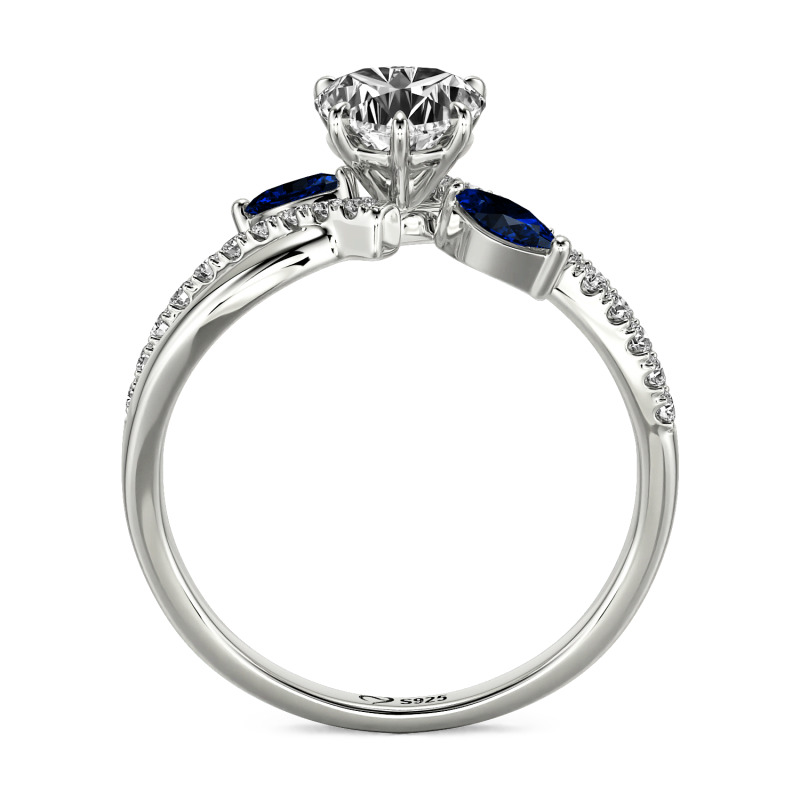 Jeulia Bague de Fiançailles Cœur Personnalisée Design Feuille avec Twist