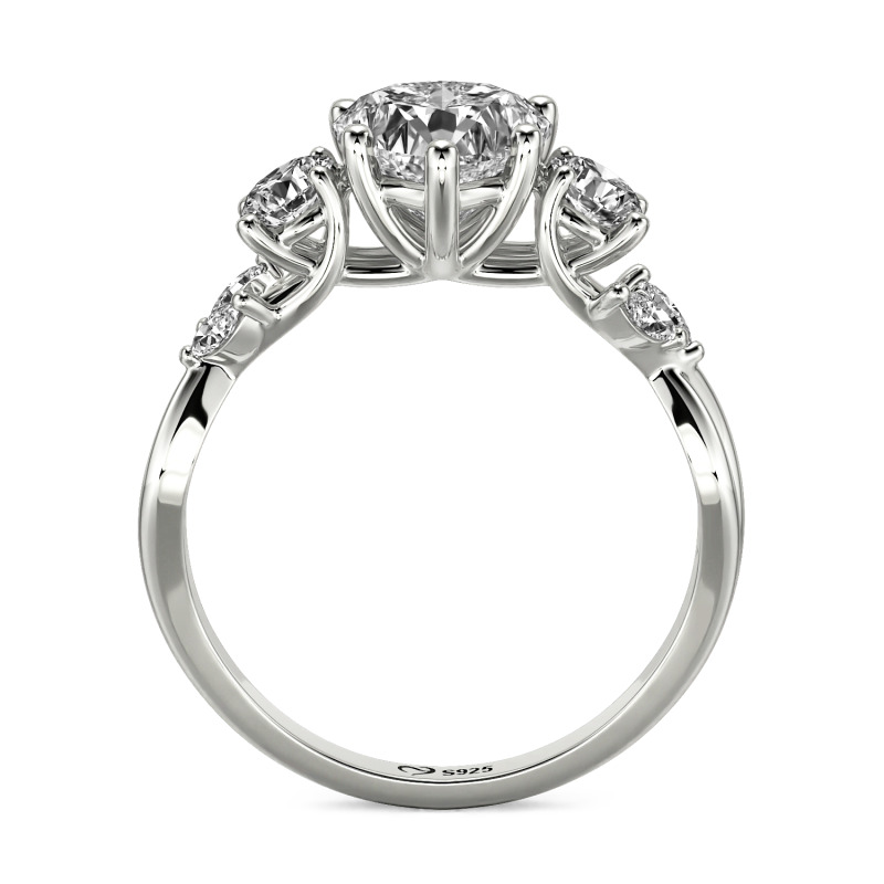 Jeulia Custom Heart Cut Twist Three Stone Engagement Ring