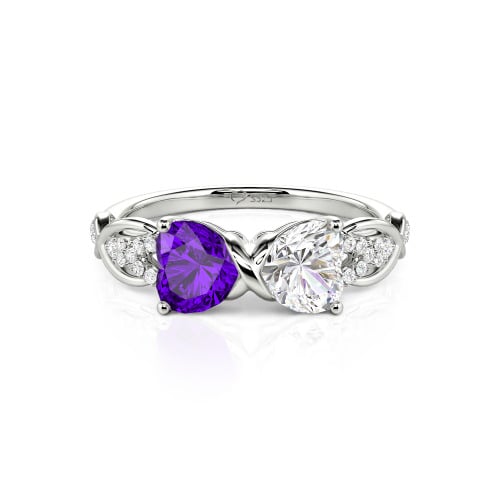 Jeulia Custom Double Heart Infinity Ring Sterling Silver